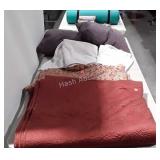 Group lot with pillows, towels, sheet, and