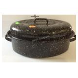 Black and white enamel roasting pan - 16 x 12