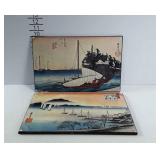 Pair Asian themed wall plaques, note one has