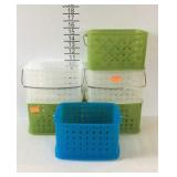 Six plastic basket organizers