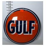 Advertising Gulf round tin sign
