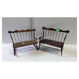 Doll size furniture - 1 rocking settee, & 1 Decons