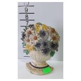Cast iron door stop, flower basket shaped