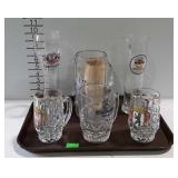 6 Beer mugs & glasses with advertisement