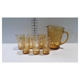 7-pc Amber glass beverage set - pitcher with 6