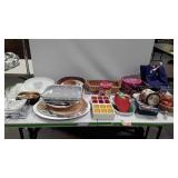 Group lot of home decor items, kitchenware,