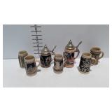 7 Miniature beer steins, 1 marked Germany