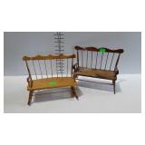 Doll size furniture - 1 rocking settee, & 1 Decons