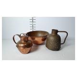 Copper - 8-1/2" bowl, and 2 pitchers, one is