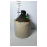 Stoneware whiskey jug, 2 gallon brown over white,