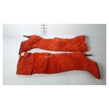 High heel tall boots, orange suede, size 8