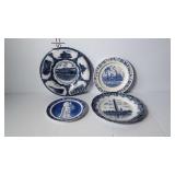2 Flo Blue plates - 9 & 10", 1 Wedgwood, and 1 Old