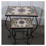 2pc nest of mosaic tile top side tables with