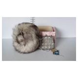 Ladies fur hat, and beaded purse