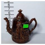 Pottery teapot, Rebekah at the Well design, lid