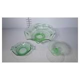 Green depression glass - 12" ruffled edge center