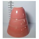 Pyrex- 3-pc pink nested bowl set, #401, 402, & 403