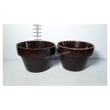 2 Stoneware planters, 9" diameter
