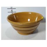 Yellow ware 8" mixing bowl with brown & cream