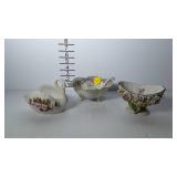 Nippon tri-footed 6" bowl, serving ladle, swan