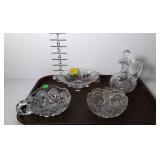 Glass - Heisey 6" footed etched double handled