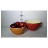 Nest of 2 pottery mixing bowls with artificial