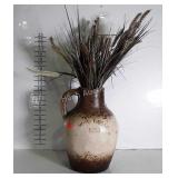 Home Decor Pottery With Dried Cattail arrangement