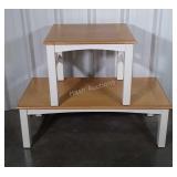Coffee & End Table, natural oak tops on white