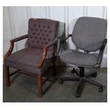 Two Office Chairs, one desk type, other Lobby