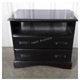Black Side Chest, open shelf over 2 drawers,