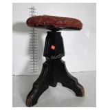 Antique Organ Stool, upholstered Seat
