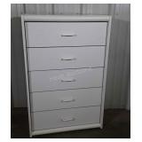 5 Drawer Chest of Drawers, white laminated