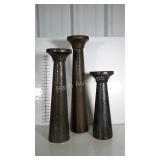 Set of three pillar candle holders. Ceramic.