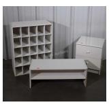 Three Pc Furniture Group, white laminated riser