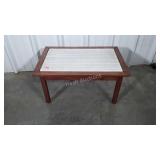 Marble top Accent Table, nice walnut frame heavy