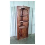 Pine Corner Cupboard. Open top over blind door,