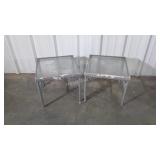 Two Side Stands outdoor type. Glass tops,