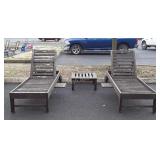 Three pc patriot set with two wooden patio lounge