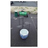Planter Lot, ceramic fish bowl planter, plus 3