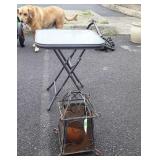 Small patio glass top side stand, plus iron