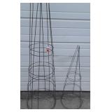 Four gardening tomato cages, two are 18" two are