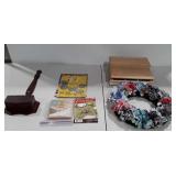 Small home decor lot magazines, wreath, wall