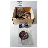 Trinkets, buttons, patch, mini football helmets, &