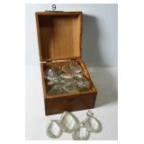 Glass prisms in finger jointed wooden card file