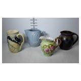 4 Pitchers - 1 Lefton, 1 pottery, and 2 stoneware