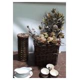 Home decor group lot, includes gravy cup, basket,