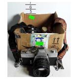 Minolta SR T 201 camera with neck strap, 50mm & 58