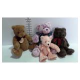 4 Stuffed plush bears - Gund, Dankin, etc