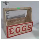 Country craft wooden tote marked EGGS- 12 x 7 x 11