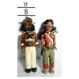 2 Indian dolls, 7-1/2" plastic